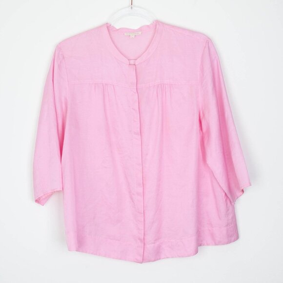 Eileen Fisher Tops - Eileen‎ Fisher Womens Silk Blend Button Down Blouse Size M Pink 3/4 Sleeve Boxy